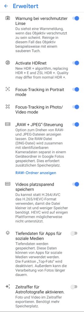 Smartphone Kamera Einstellungen