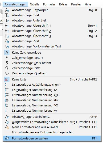 LibreOffice Writer Vorlagen