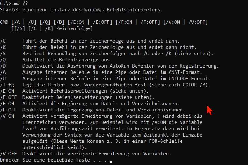 Windows Konsolen Befehle