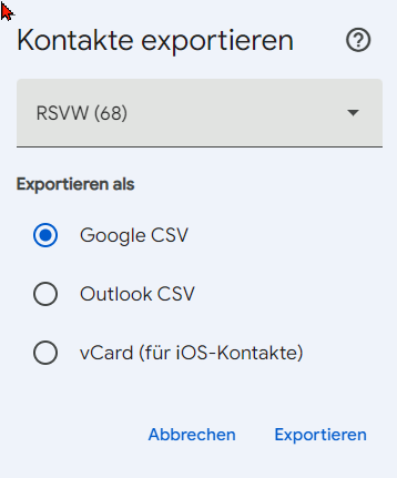 Google Kontakte in Excel importieren