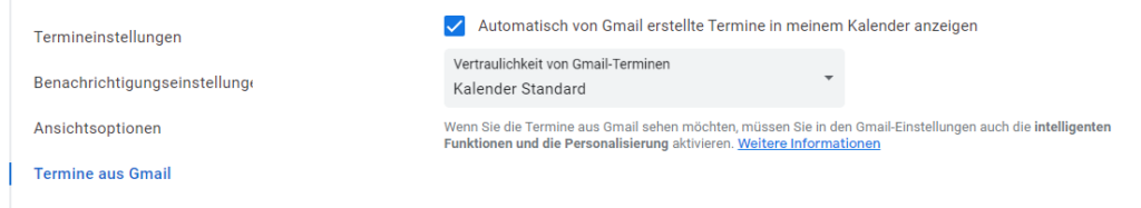 Termine aus GMail in den Kalender eintragen