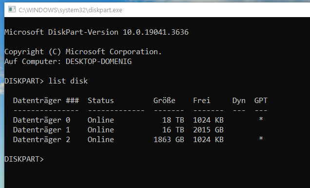 Diskpart - Partionieren unter Windows